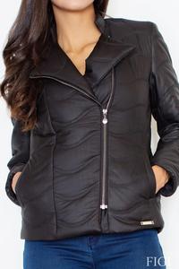 Black Short Light Padding Asymetrical Zip Jacket