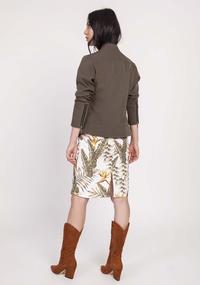 Khaki Short Zipped Jacket with Stand-up Collar