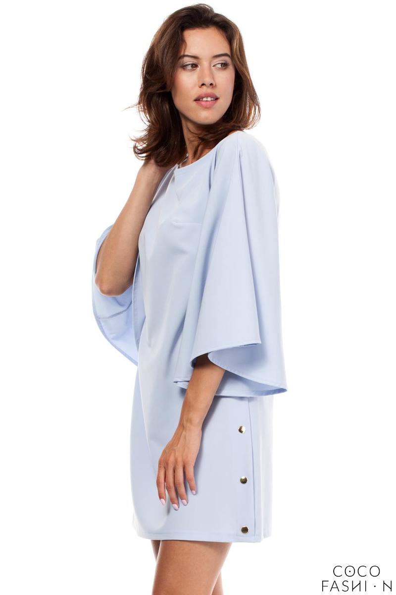 Sky Blue Kimono Sleeves Mini Casual Dress