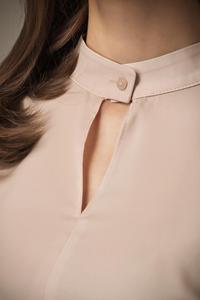 Powder Pink Elegant Stand-up Collar Blouse