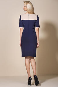 Navy Seam Shift Dress with Back Slit