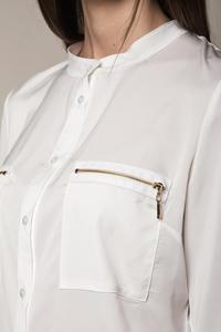 White Blouse with Chest Zipped Pockets