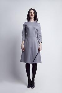 Grey Classic Office Style Knee Lenght Dress	