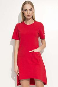 Red Dipped Hem Casual Dress