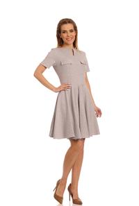 Light Grey Fake Chest Pockets Princess Style Dress