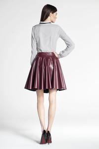 Maroon Light Pleats Faux Leather Skirt