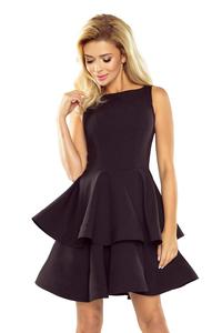 Black Coctail Dress with Double Frill