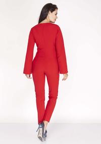 Red Elegant Jumpsuit with Collar