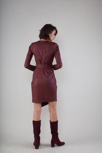 Asymmetric Mini Dress Maroon With V Neck