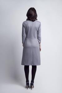 Grey Classic Office Style Knee Lenght Dress	