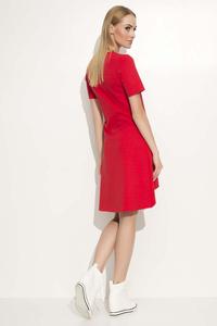 Red Dipped Hem Casual Dress