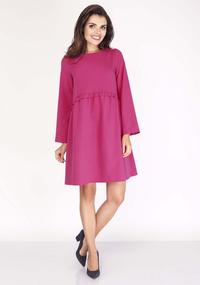 Pink Flared Dress with Litlle Waist Frill