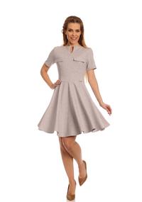 Light Grey Fake Chest Pockets Princess Style Dress