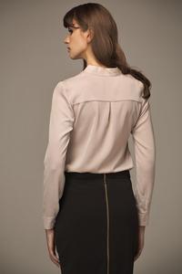 Powder Pink Elegant Stand-up Collar Blouse